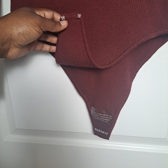 Bardot collar bodysuit burgundy sweater sz M nwt - Picture 5 of 7